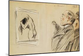 Monsieur Fiquet Admiring a Pastel by Degas-Paul Cesar Helleu-Mounted Giclee Print