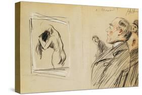 Monsieur Fiquet Admiring a Pastel by Degas-Paul Cesar Helleu-Stretched Canvas