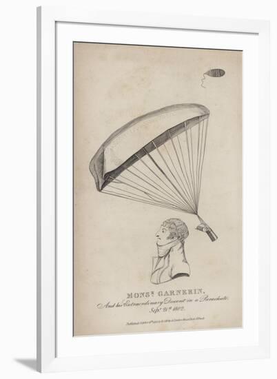 Monsieur Garnerin, and His Extraordinary Descent in a Parachute, 21 September 1802-null-Framed Giclee Print