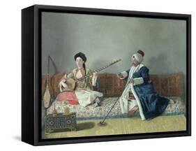 Monsieur Levett and Mademoiselle Helene Glavany in Turkish Costumes-Jean-Etienne Liotard-Framed Stretched Canvas