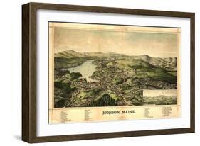 Monson, Maine - Panoramic Map-Lantern Press-Framed Art Print