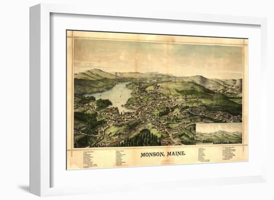 Monson, Maine - Panoramic Map-Lantern Press-Framed Art Print