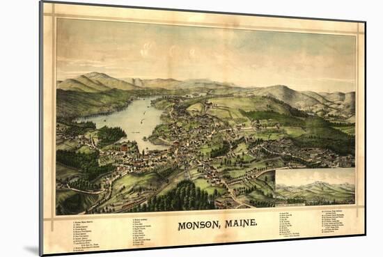Monson, Maine - Panoramic Map-Lantern Press-Mounted Art Print