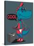 Monster, Dinosaur Rock Star Vector Design for Tee Shirt-braingraph-Stretched Canvas