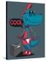 Monster, Dinosaur Rock Star Vector Design for Tee Shirt-braingraph-Stretched Canvas