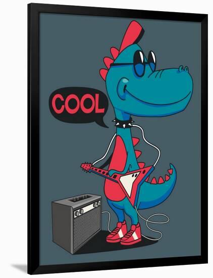 Monster, Dinosaur Rock Star Vector Design for Tee Shirt-braingraph-Framed Art Print