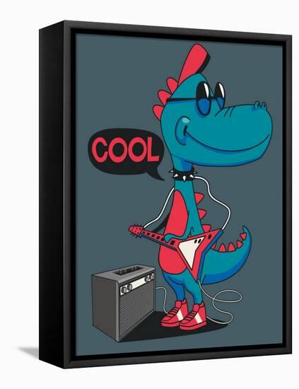 Monster, Dinosaur Rock Star Vector Design for Tee Shirt-braingraph-Framed Stretched Canvas