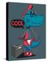 Monster, Dinosaur Rock Star Vector Design for Tee Shirt-braingraph-Stretched Canvas