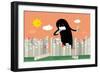 Monster in the City Vector/Illustration-lyeyee-Framed Art Print