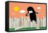 Monster in the City Vector/Illustration-lyeyee-Framed Stretched Canvas