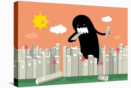 Monster in the City Vector/Illustration-lyeyee-Stretched Canvas
