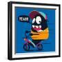 Monster on the Bicycle-braingraph-Framed Art Print