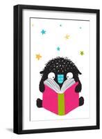 Monster Reading Book Cartoon for Kids. Happy Funny Little Monster Education and Reading, Picture Fo-Popmarleo-Framed Art Print