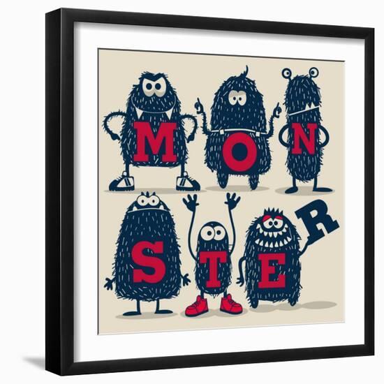 Monster Set-braingraph-Framed Art Print