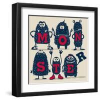 Monster Set-braingraph-Framed Art Print