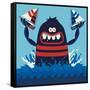 Monster Vector Design-braingraph-Framed Stretched Canvas