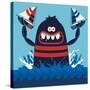 Monster Vector Design-braingraph-Stretched Canvas