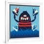 Monster Vector Design-braingraph-Framed Art Print