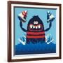 Monster Vector Design-braingraph-Framed Art Print