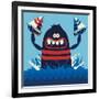 Monster Vector Design-braingraph-Framed Art Print