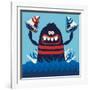 Monster Vector Design-braingraph-Framed Art Print