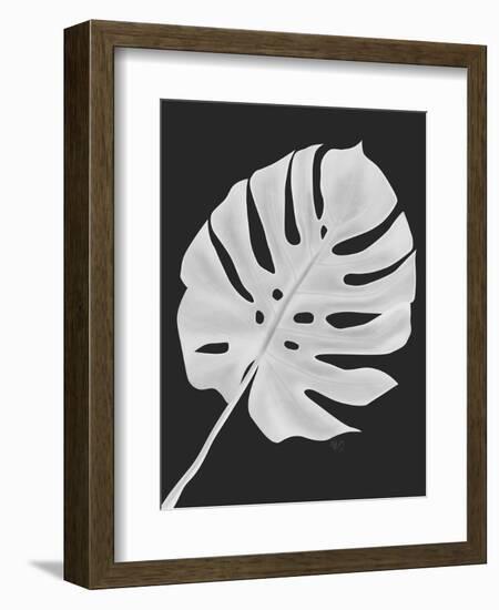 Monstera Leaf 1, White On Black-Fab Funky-Framed Art Print