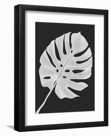 Monstera Leaf 1, White On Black-Fab Funky-Framed Art Print