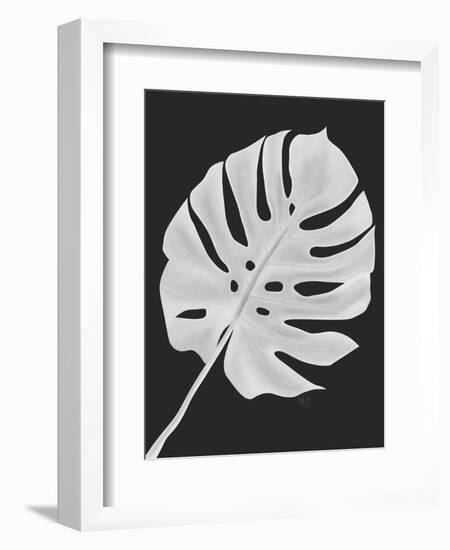 Monstera Leaf 1, White On Black-Fab Funky-Framed Art Print