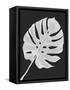 Monstera Leaf 1, White On Black-Fab Funky-Framed Stretched Canvas