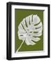 Monstera Leaf 1, White On Green-Fab Funky-Framed Art Print