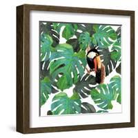 Monstera Watercolor Texture-YuliaZubkova-Framed Art Print