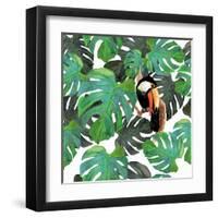 Monstera Watercolor Texture-YuliaZubkova-Framed Art Print