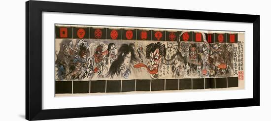 Monsters Curtain at a Kabuki Theatre-Kyosai Kawanabe-Framed Giclee Print