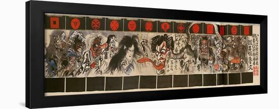 Monsters Curtain at a Kabuki Theatre-Kyosai Kawanabe-Framed Giclee Print