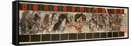 Monsters Curtain at a Kabuki Theatre-Kyosai Kawanabe-Framed Stretched Canvas