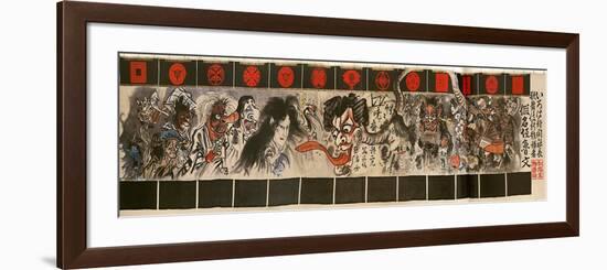 Monsters Curtain at a Kabuki Theatre-Kyosai Kawanabe-Framed Premium Giclee Print