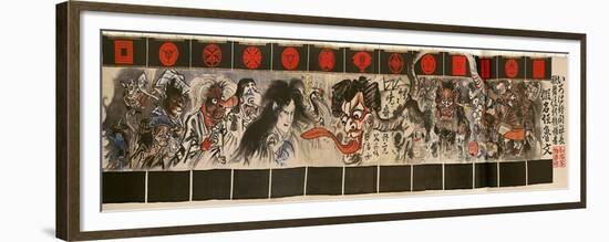 Monsters Curtain at a Kabuki Theatre-Kyosai Kawanabe-Framed Premium Giclee Print