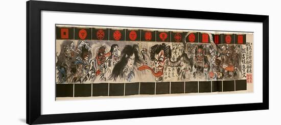 Monsters Curtain at a Kabuki Theatre-Kyosai Kawanabe-Framed Premium Giclee Print