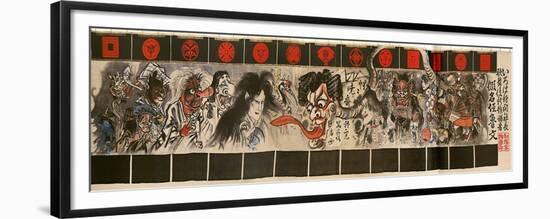 Monsters Curtain at a Kabuki Theatre-Kyosai Kawanabe-Framed Premium Giclee Print