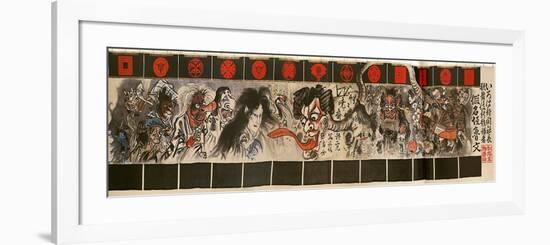 Monsters Curtain at a Kabuki Theatre-Kyosai Kawanabe-Framed Giclee Print