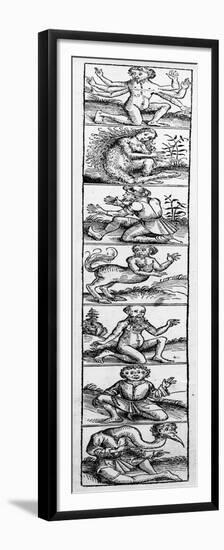 Monsters from the 'Nuremberg Chronicle' by Hartmann Schedel, Published 1493-Michael Wolgemut Or Wolgemuth-Framed Premium Giclee Print