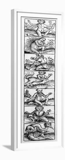 Monsters from the 'Nuremberg Chronicle' by Hartmann Schedel, Published 1493-Michael Wolgemut Or Wolgemuth-Framed Premium Giclee Print