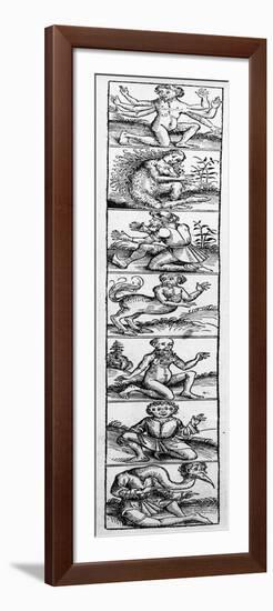 Monsters from the 'Nuremberg Chronicle' by Hartmann Schedel, Published 1493-Michael Wolgemut Or Wolgemuth-Framed Premium Giclee Print