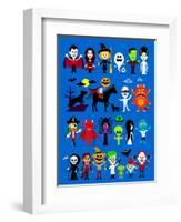 Monsters Mash Halloween Characters-jacklooser-Framed Art Print