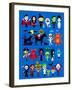 Monsters Mash Halloween Characters-jacklooser-Framed Art Print