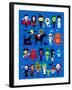 Monsters Mash Halloween Characters-jacklooser-Framed Art Print