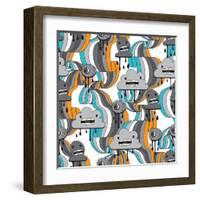 Monsters Modern Seamless Pattern In Retro Style-incomible-Framed Art Print