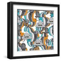 Monsters Modern Seamless Pattern In Retro Style-incomible-Framed Art Print
