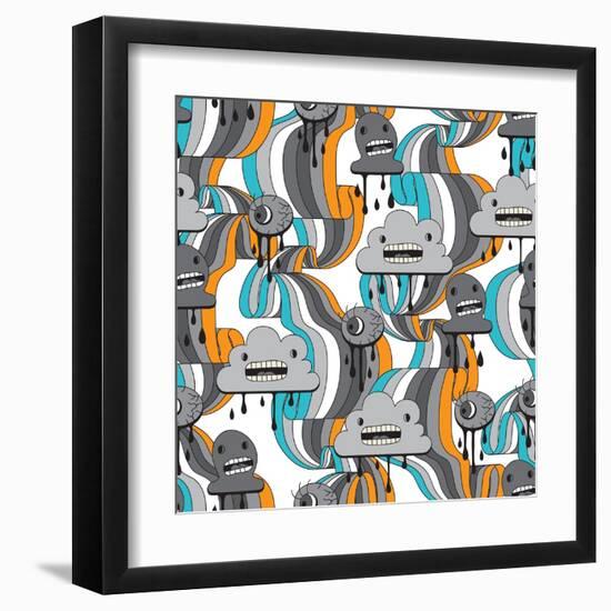 Monsters Modern Seamless Pattern In Retro Style-incomible-Framed Art Print