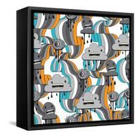 Monsters Modern Seamless Pattern In Retro Style-incomible-Framed Stretched Canvas